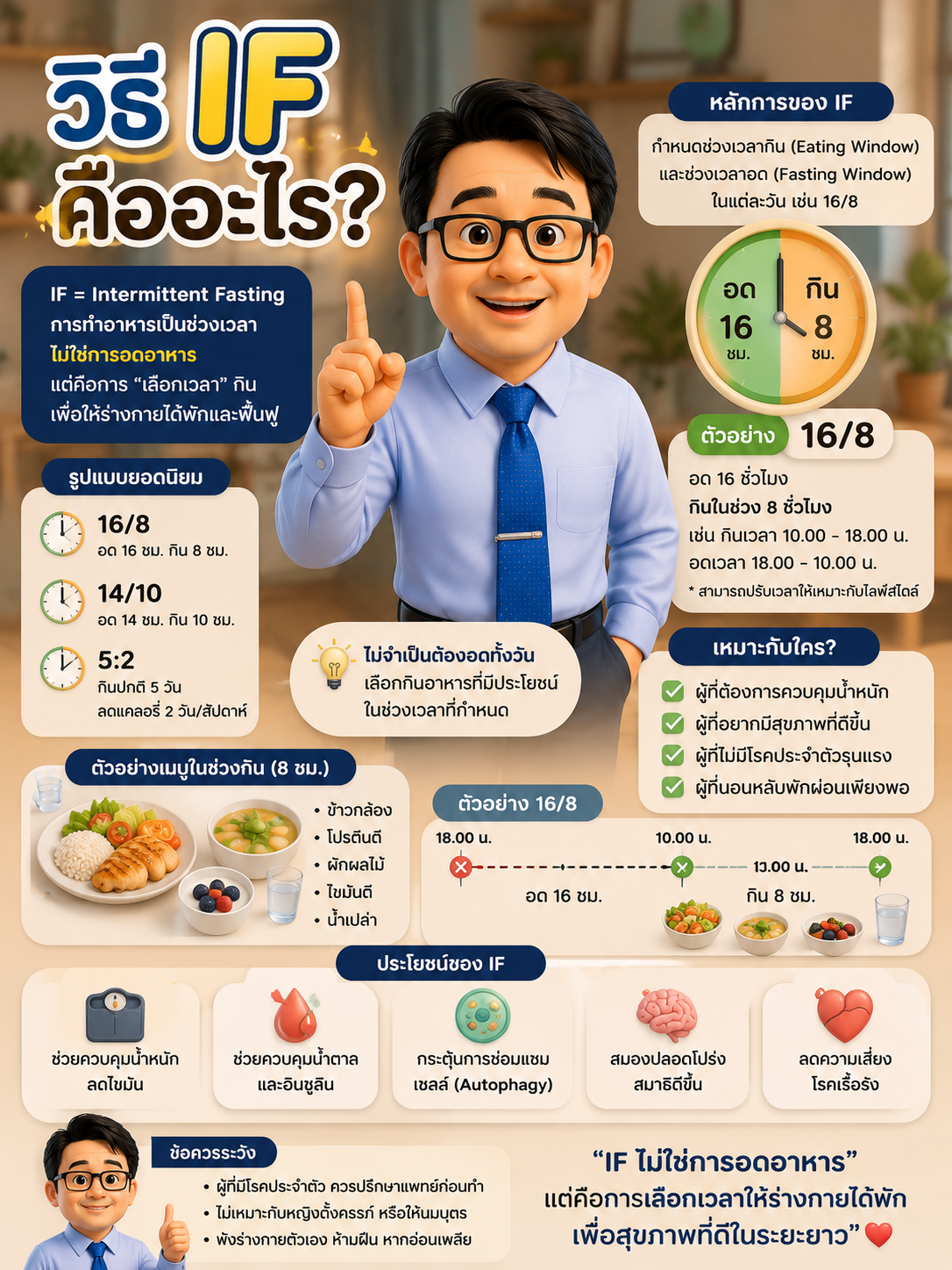 รู้จักกับ IF (Intermittent Fasting): แค่ “เลือกเวลาจิบ-เวลาเคี้ยว” ก็สุขภาพดีได้!
